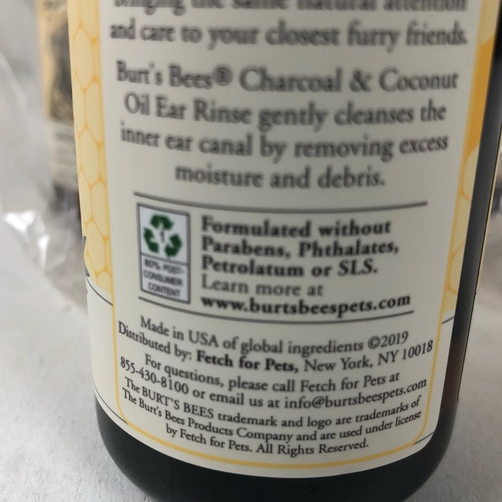 Burt’s Bees Care + Plus Charcoal & Coconut Dog Cleansing Ear Rinse Set of 4 New